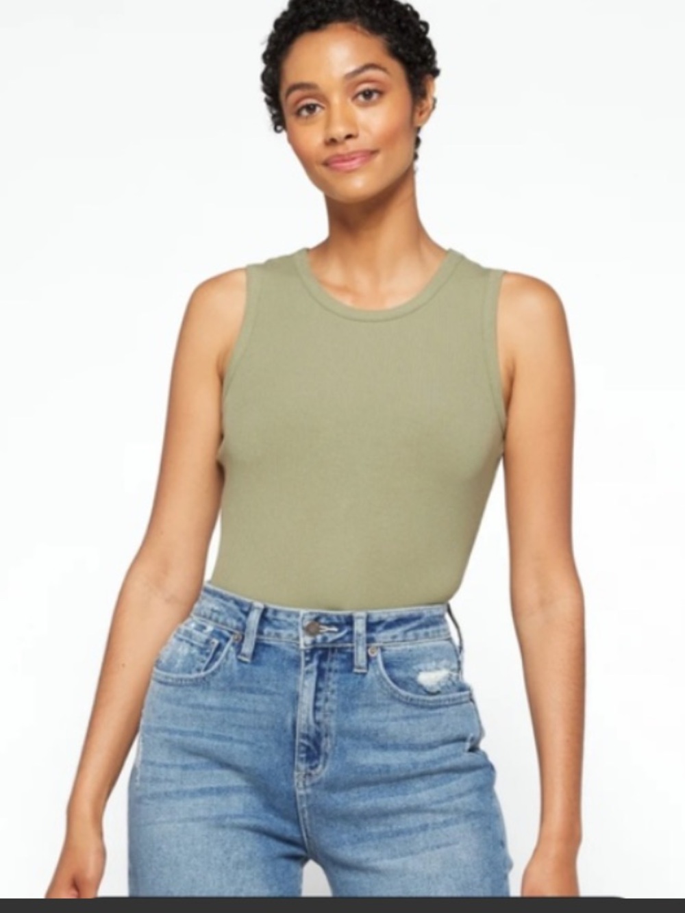 Heatherly Ribbed Olive Green Women's Tank Top